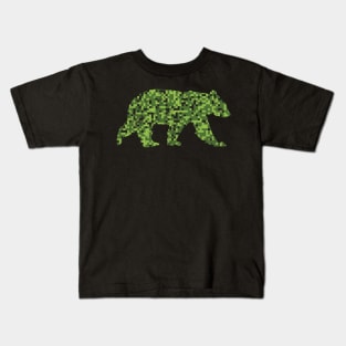 8-Bit Green Camouflage Bear for Nerdy Bears and Gaymers | BearlyBrand Kids T-Shirt